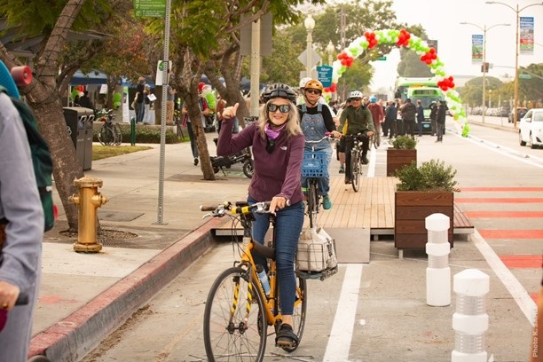 Bikers using the bike lane