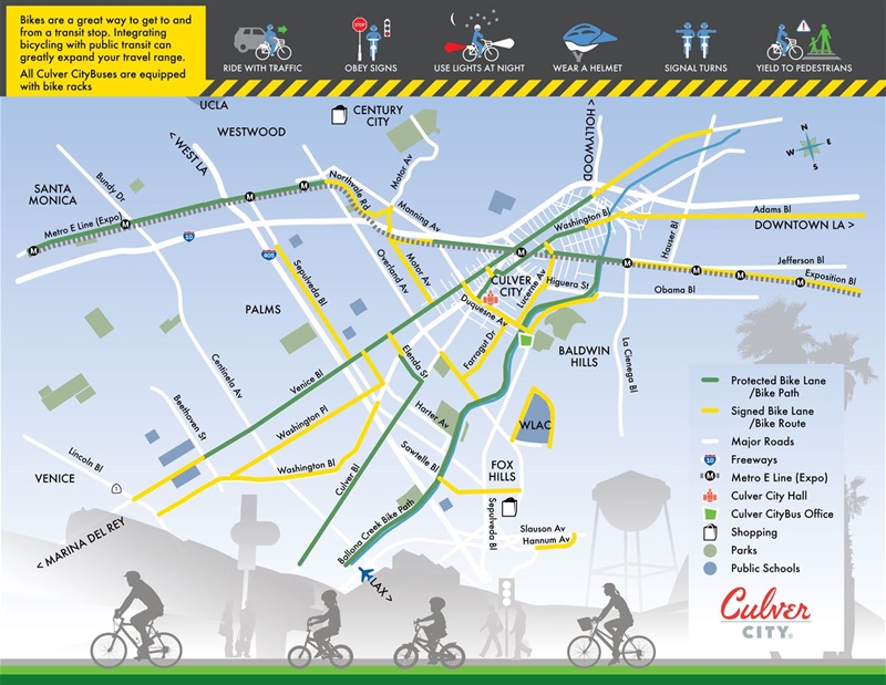 Culver City Bike Lanes Map Image Full Size