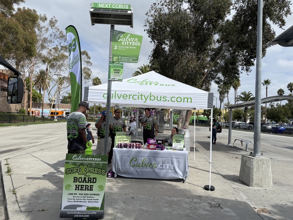 CityBus canopy and table set up for the SoFi Express