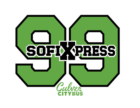 SoFi Express Culver CityBus Logo in front of number 99 